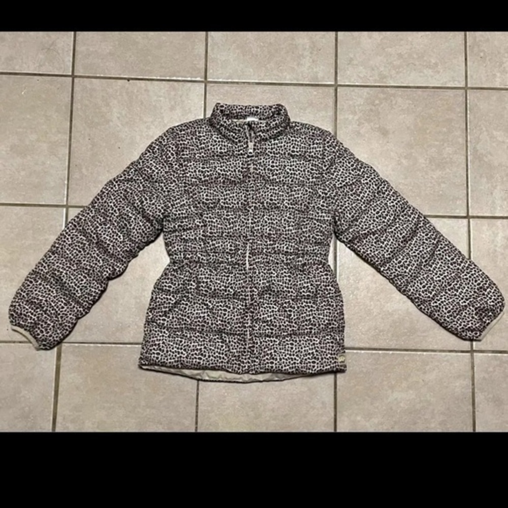 GAP Girls leopard puffer jacket XL